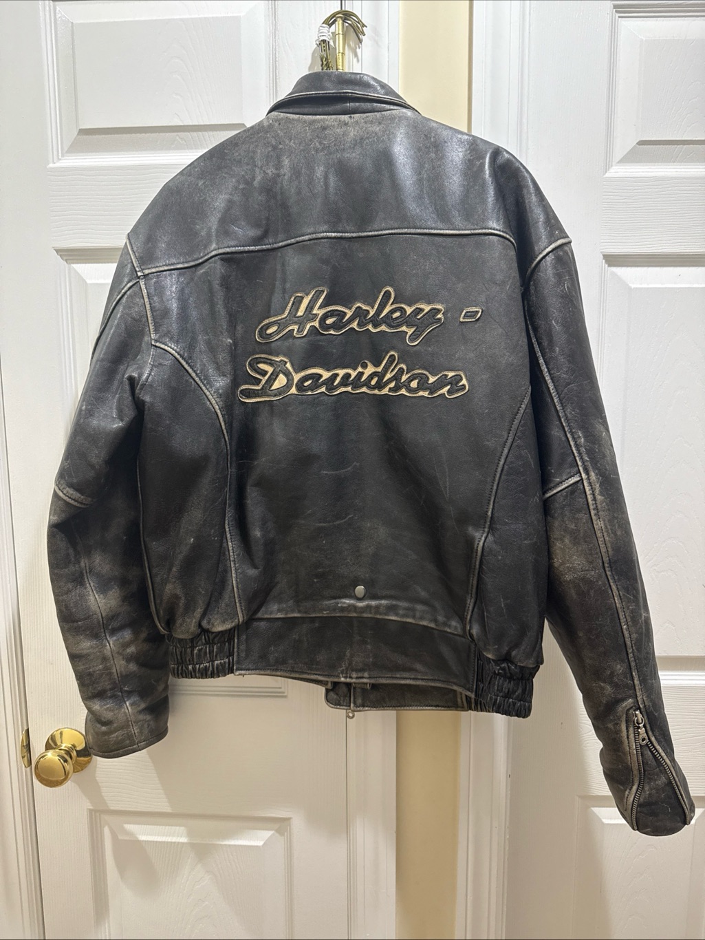 Harley-Davidson Black Leather Logo Bomber Jacket